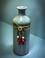 Бутылка декоративная (керамика, серая),7х20см