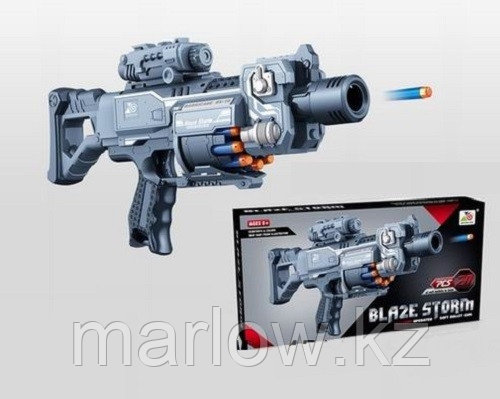 Бластер "Blaze Storm" с мягкими снарядами 20шт на батарейках в коробке - фото 1 - id-p111409111