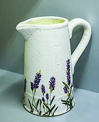 Декоративная настольная ваза "Графин. Лаванда" (керамика,белая),25см