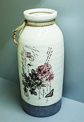 Декоративная настольная ваза "Розы" (керамика,белая),32см