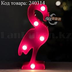 Светильник Фламинго ночник розовый фламинго 15 x 7,5 см 5 ламп (на батарейках)