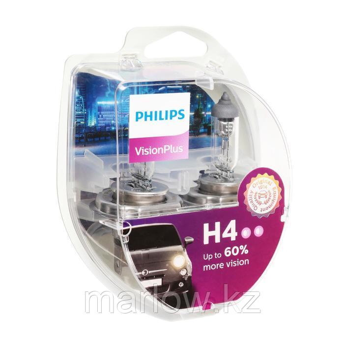 Лампа автомобильная Philips, Vision Plus, H4, 12 В, 60/55 Вт, P43t, 2 шт - фото 1 - id-p111428491