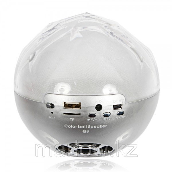 Цветомузыкальная колонка шар Bluetooth и MP3 плеер, цвет серебро - фото 5 - id-p111422597