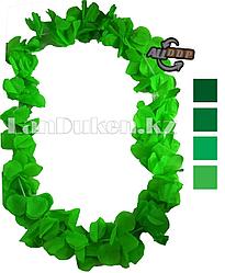 Гавайские бусы Леи из цветов зеленых оттенков (диаметр по окружности 44-50 см)