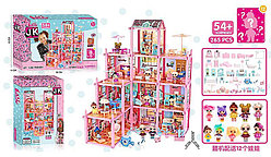 Большой дом куклы сюрприз 82см с набором мебели +12 кукол 54 сюрприза в коробке 60х11х40 см