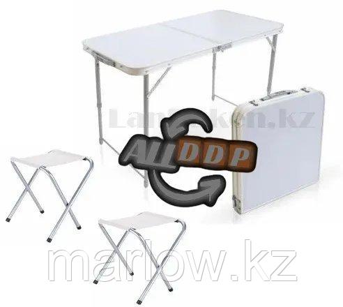 Раскладной стол и стулья для пикника в чемодане FOLDING TABLE "90* 60* 70 см" (туристический столик) светлый - фото 1 - id-p111423599