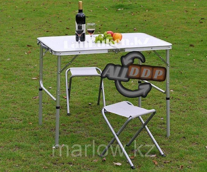 Раскладной стол и стулья для пикника в чемодане FOLDING TABLE "90* 60* 70 см" (туристический столик) светлый - фото 9 - id-p111423599