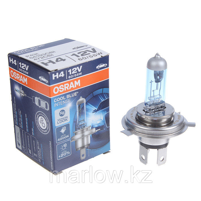 Лампа автомобильная Osram Cool Blue Intense, H4, 12 В, 60/55 Вт, P43t - фото 1 - id-p111427546