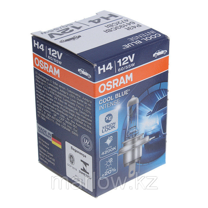 Лампа автомобильная Osram Cool Blue Intense, H4, 12 В, 60/55 Вт, P43t - фото 2 - id-p111427546