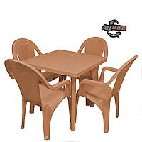 Садовый стол с 4 стульями Ddstyle коричневые
