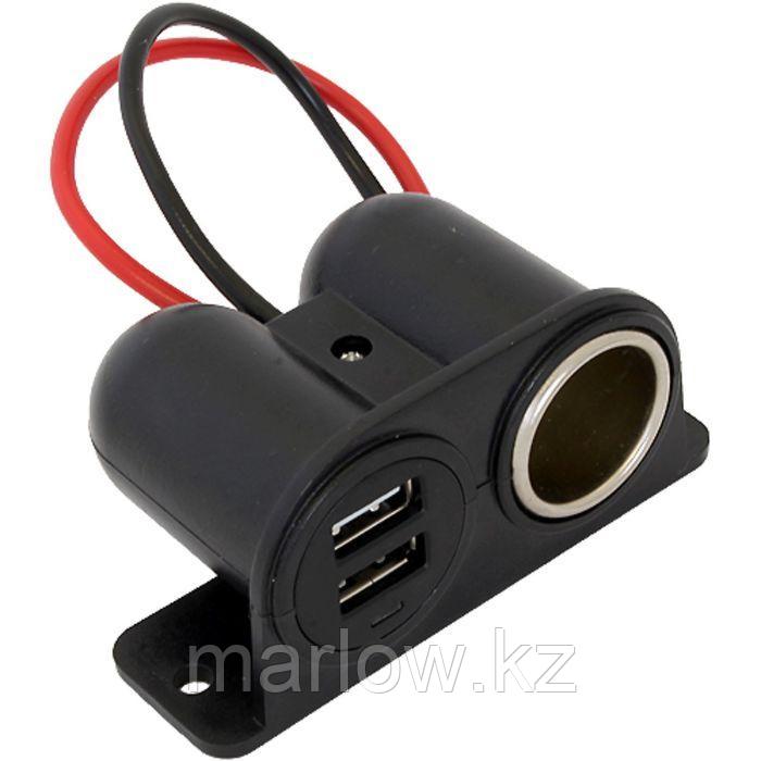 Разветвитель на 2 USB и гнездом прикуривателя, 12/24В, 15А/3А - фото 1 - id-p111426569