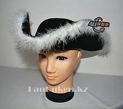 Карнавальная шляпа Пирата с окантовкой из белого пуха 38*35 см
