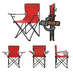 Стул с подлокотниками складной с подстаканником с чехлом Quad Chair VAm 23320 красный