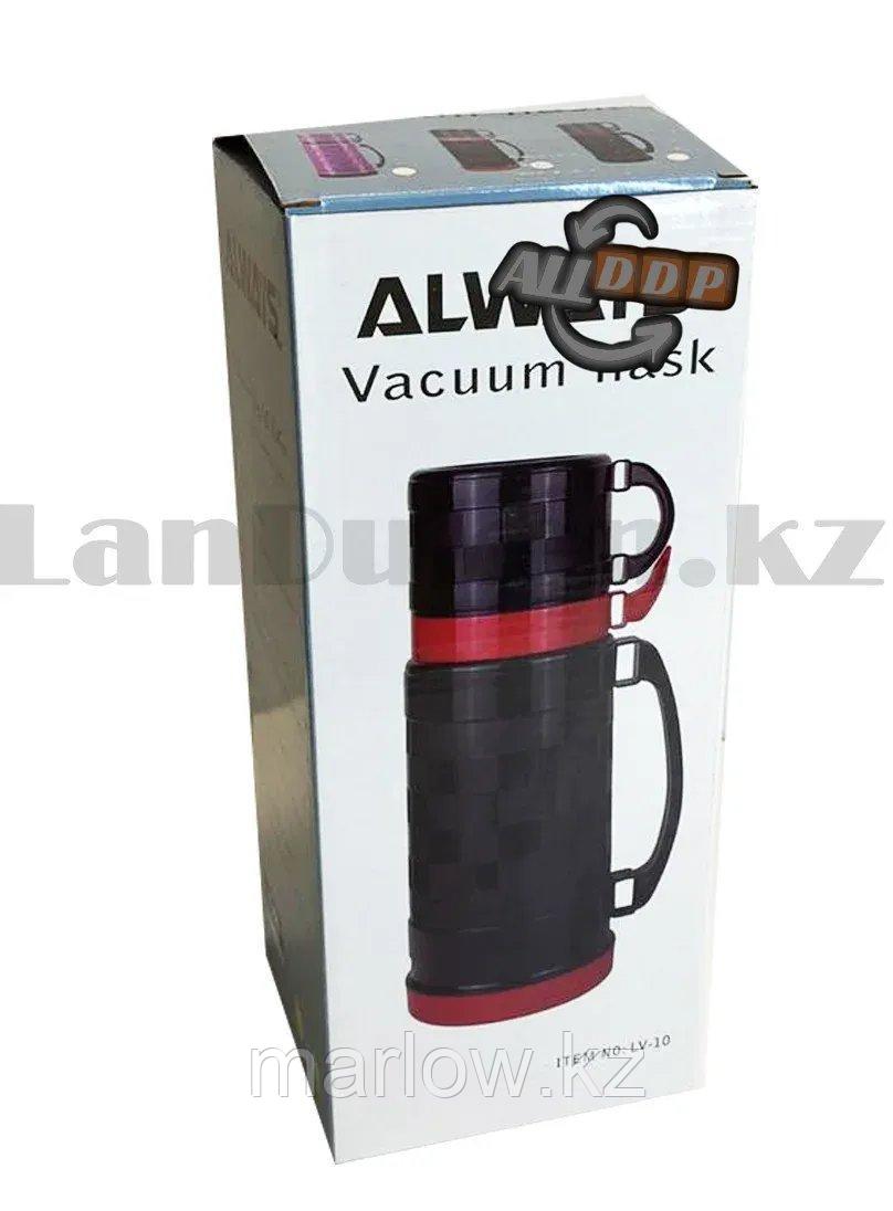 Вакуумный термос для горячих и холодных напитков с стеклянной колбой 2 стакана 1 L Always LV-10 черный - фото 2 - id-p111424626