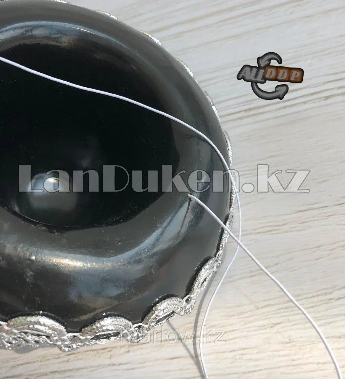 Сомбреро мексиканская шляпа мини черная с серебряной тесьмой - фото 5 - id-p111425603