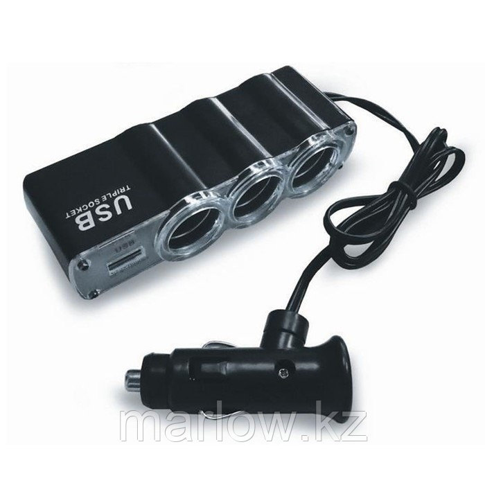 Разветвитель прикуривателя AVS CS314U, 12/24 В, на 3 выхода + USB - фото 1 - id-p111426594