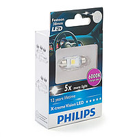 Лампа светодиодная PHILIPS 6000K LED, 38мм (SV8,5), 12 В, 1 Вт, 12859 X1