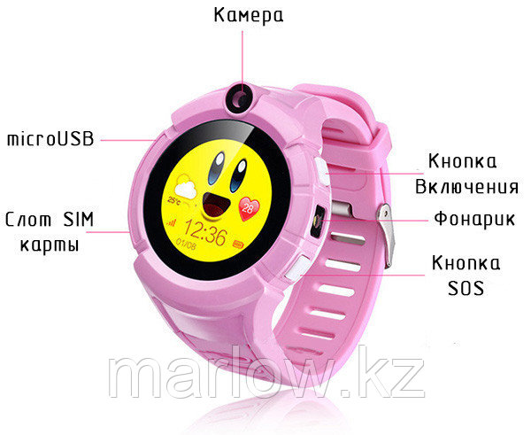 Детские GPS часы Smart Baby Watch Q360 с фонариком, розовый - фото 2 - id-p111419727