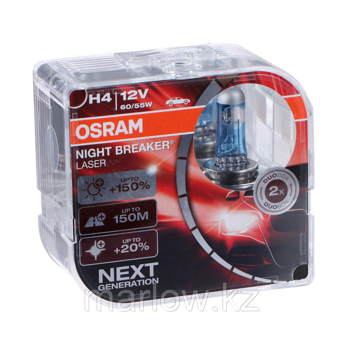 Автолампа OSRAM NIGHT Night Breaker Laser +150%, H4, 12 В, 60/55 Вт, 64193NL_HCB - фото 3 - id-p111427591