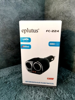 Eplutus / Разветвитель прикуривателя в машину на 2 гнезда 2 USB для зарядки телефона с вольтметром ... - фото 6 - id-p111413959