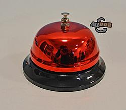 Настольный звонок на ресепшен металлический звонок ресепшн красный 6 см высота х 8.5 см диаметр (QJ125)