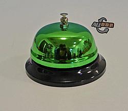 Настольный звонок на ресепшен металлический звонок ресепшн зеленый 6 см высота х 8.5 см диаметр (QJ125)