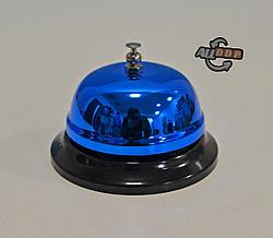 Настольный звонок на ресепшен металлический звонок ресепшн синий 6 см высота х 8.5 см диаметр (QJ125)
