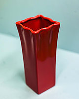 Декоративная настольная ваза (керамика, красная), 16,5см