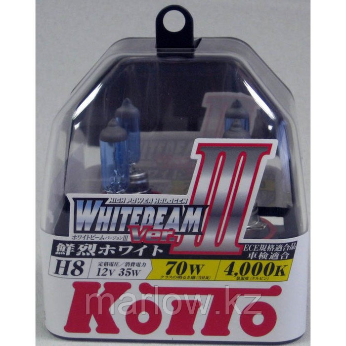 Лампа автомобильная Koito, H8 35w 12 В (70w) PGJ19-1 Whitebeam III 4000K, набор 2 шт - фото 1 - id-p111427621