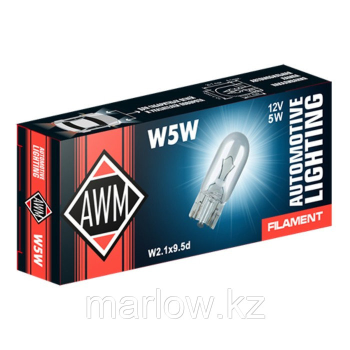 Лампа автомобильная AWM, W5W 12V 5W (BA2.1*9.5D) - фото 1 - id-p111427625