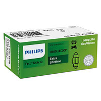 Лампа автомобильная Philips LongLife EcoVision, T10.5, 12 В, 10 Вт, (SV8,5-28/11), 12860LLECOCP