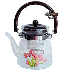 Заварочный стеклянный чайник для чая и кофе 800 ml (Cofee and tea), заварной чайник, чайник для плиты