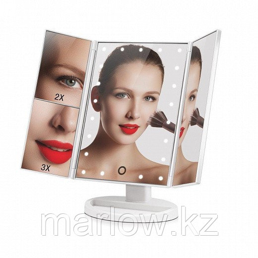 Зеркало косметическое с LED-подсветкой трехстворчатое Superstar Magnifying Mirror, белый - фото 3 - id-p111421754