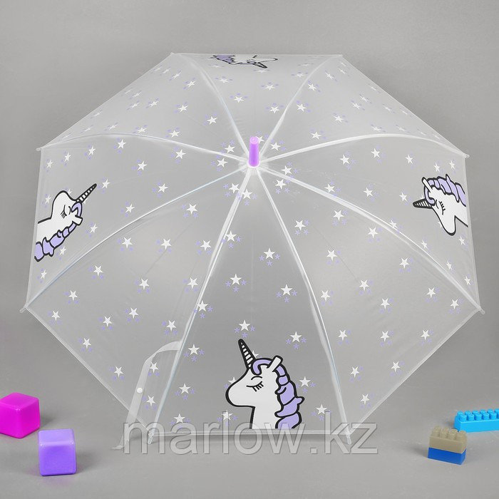 Зонт детский "Единорог", фиолетовый, d=90 см - фото 1 - id-p111431588