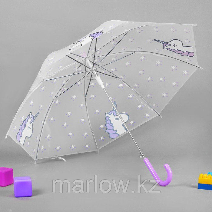 Зонт детский "Единорог", фиолетовый, d=90 см - фото 2 - id-p111431588