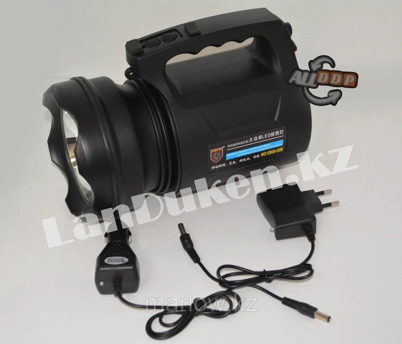 Ручной аккумуляторный светодиодный фонарь прожектор S900 LED 3 режима (зарядка от сети и прикуривателя) - фото 8 - id-p111423704