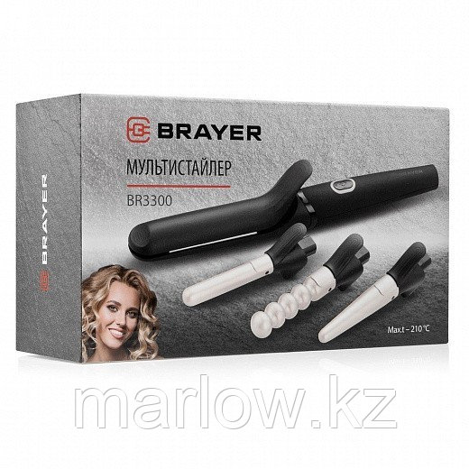 Мультистайлер Brayer, PTC, LED (160-210), выпрямитель и 3 насадки для завивки, автоотключение - фото 2 - id-p111422733