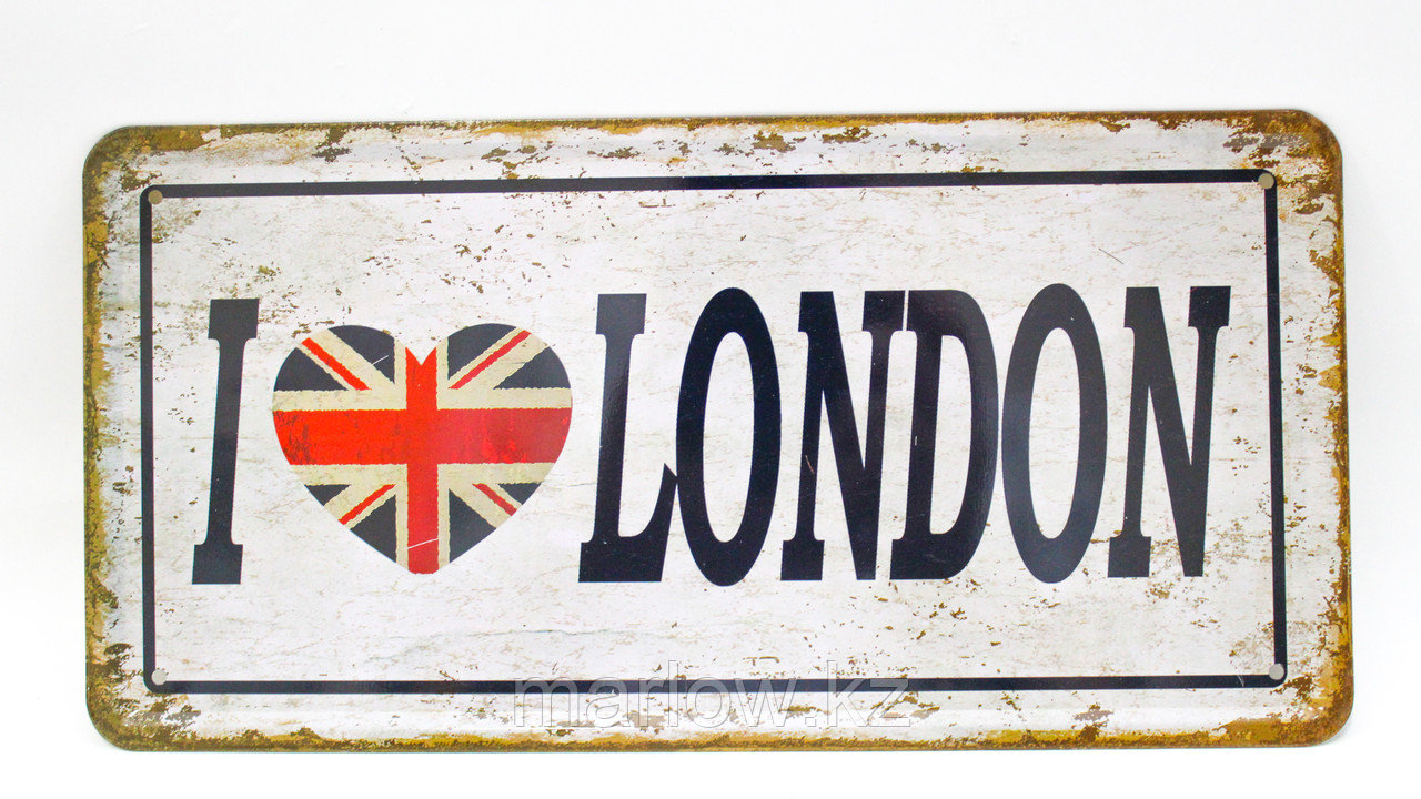 Декоративная жестяная табличка, "I love London", 15*30 см - фото 1 - id-p111415137