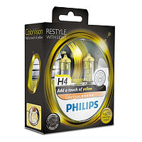 Лампа автомобильная Philips Color Vision, желтый, H4, 12 В, 60/55 Вт, набор 2 шт, 12342CVPYS2