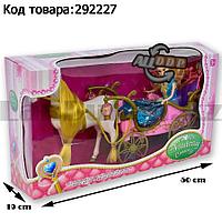 Игровой набор для девочек "Кукла Барби с запряженной каретой и белой лошадкой" световой и музыкальный эффект