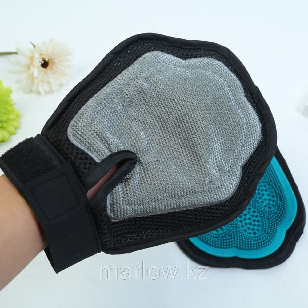 Варежка для груминга 3 в 1 Grooming Glove Лапка, бирюзовый - фото 5 - id-p111422830