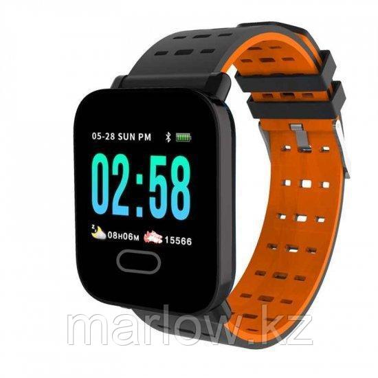 Умные часы с измерителем давления A6 Smart Bracelet Sistained Heart Rate, оранжевый - фото 1 - id-p111421864