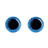 Глаза винтовые с заглушками, «Блёстки» набор 34 шт, размер 1 шт: 1,4 см, цвет синий