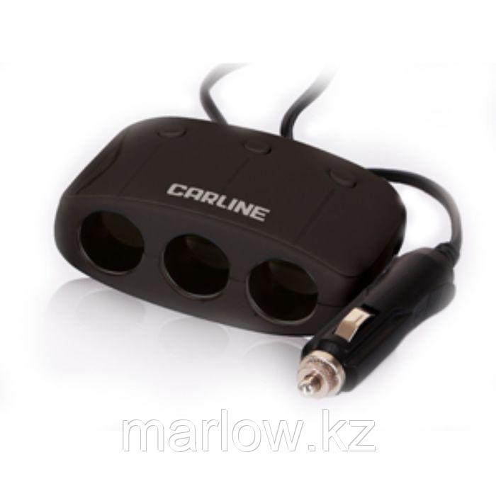 Разветвитель прикуривателя CS 320b на 3 гнезда на 10А и 2 USB на проводе, цвет чёрный - фото 1 - id-p111426806