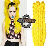 Канекалон накладные волосы одноцветные 60 см Жёлтый