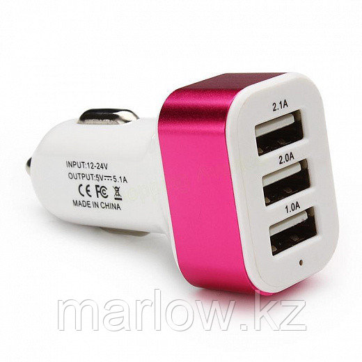 Автомобильное зарядное устройство Torso, 3 USB 1,0 Ах2 и 2,1 А, цвет микс - фото 3 - id-p111419933