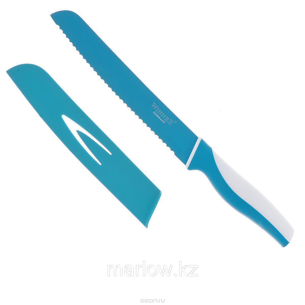 Нож для резки хлеба "Winner", цвет: морская волна, белый, длина лезвия 20 см. WR-7215 - фото 5 - id-p111417042