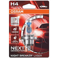 Лампа автомобильная Osram Night Breaker Laser +150%, H4, 12 В, 60/55 Вт, 64193NL-01B