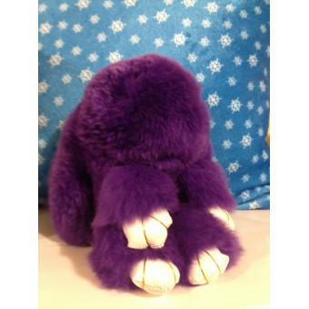 Брелок - "Меховой кролик" из натурального меха - 19 см, фиолетовый - фото 3 - id-p111417064