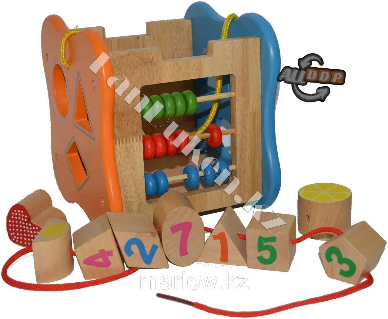 Детская развивающая деревянная игрушка со счетами (сортер) - фото 1 - id-p111424880
